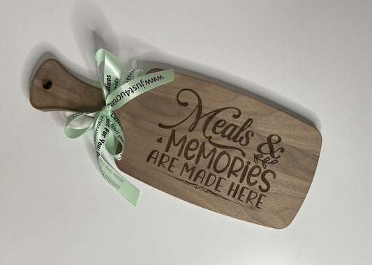 Solid Wood Engraved Walnut Charcuterie Board - with handle | Perfect for Mother’s Day | Perfect for Father’s Day.