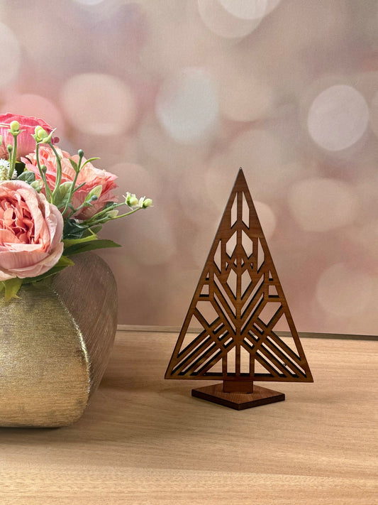 Geometric Wooden Christmas Tree Set