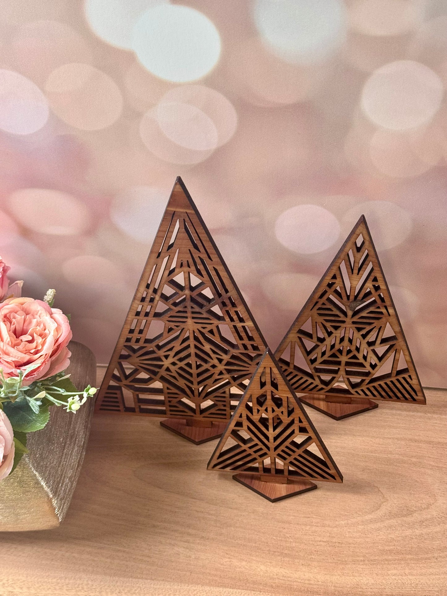 Geometric Wooden Christmas Tree Set