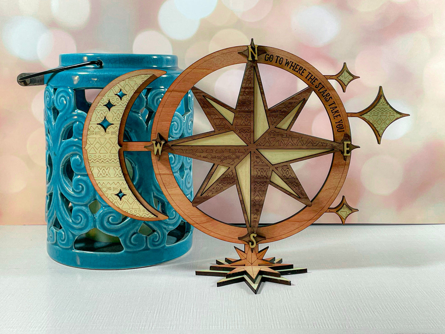 Compass shelf sitter | Go where the stars lead you | Perfect for retirement or a change in season in life