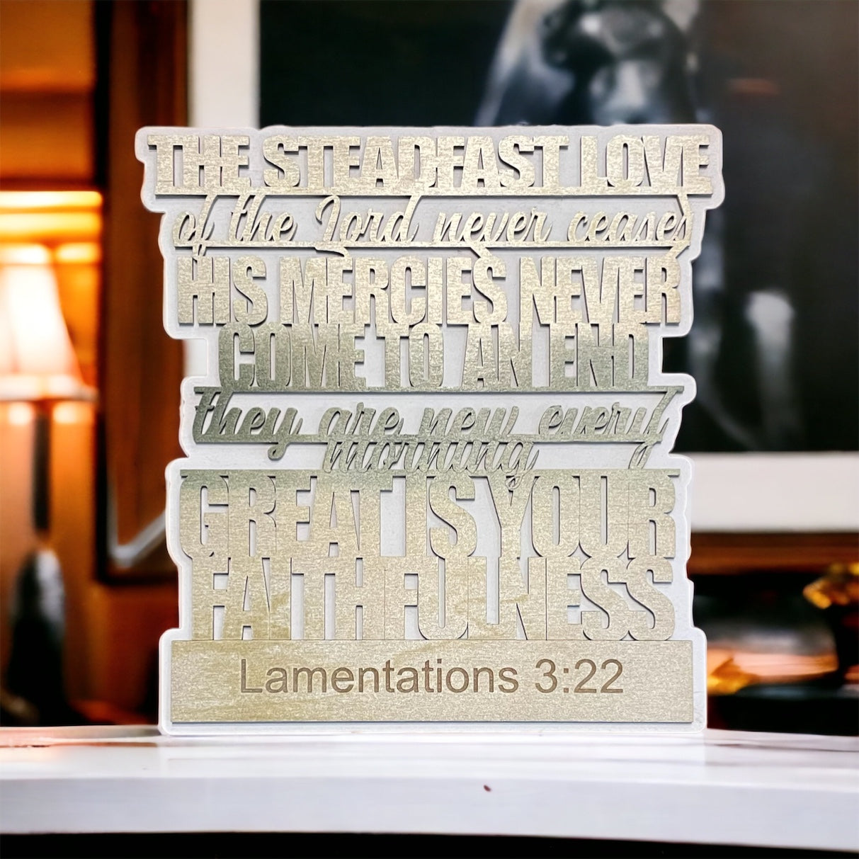 Wood Scripture Sign, Home Decor, Office Decor, Wall Decor, Engraved, Laser Cut, Lamentations 3:22