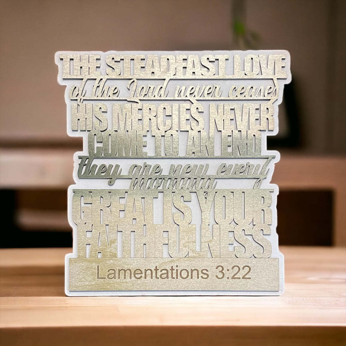 Wood Scripture Sign, Home Decor, Office Decor, Wall Decor, Engraved, Laser Cut, Lamentations 3:22