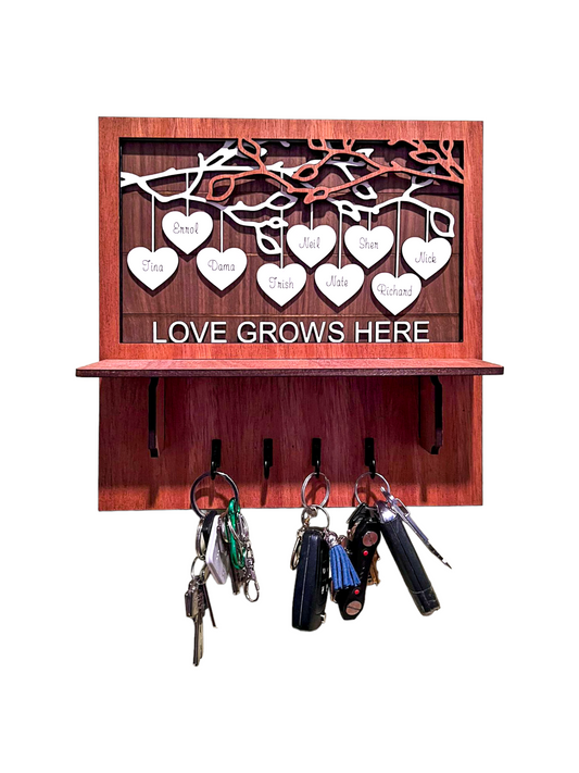 Heart Family Tree key ring holder - available from 5-15 names