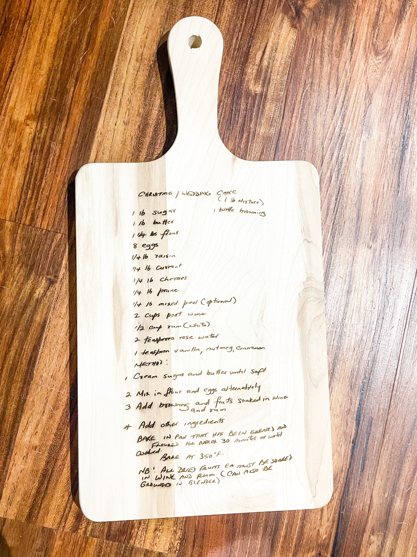 Wood Engraved Recipe Cutting Board | Beechwood | Maple | Bamboo | Perfect for Mother’s Day to preserve the family recipes.